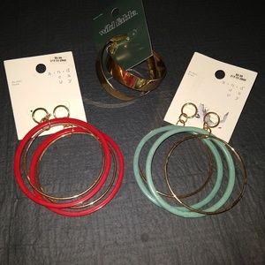 80s earrings bundle. Huge hoops (red and green)